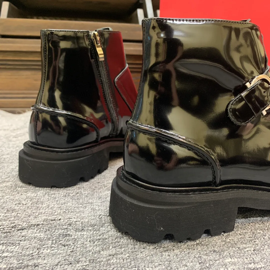 Men's shoes 💰960 🎁🎁🎁😈[Ferragamo] Men's high-top boots, the latest hot style, 1:1 original purchase quality, top quality, imported cowhide for the uppers, imported cowhide for the lining and feet, with original lightweight foam outsole, matching code 39-44, (38, 45 custom-made, non-refundable)